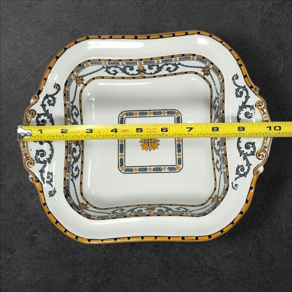 Ridgways “Classic” Gray & Mustard Scroll Covered Casserole Dish England RARE - Picture 13 of 14